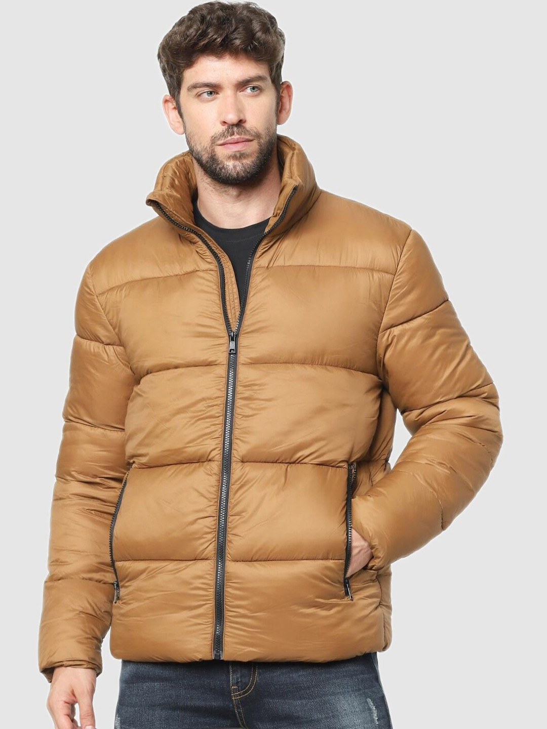 Celio Men Brown Puffer Jacket