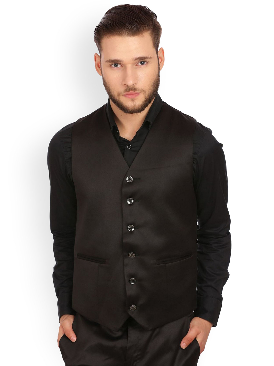 Wintage Men Black Waistcoat