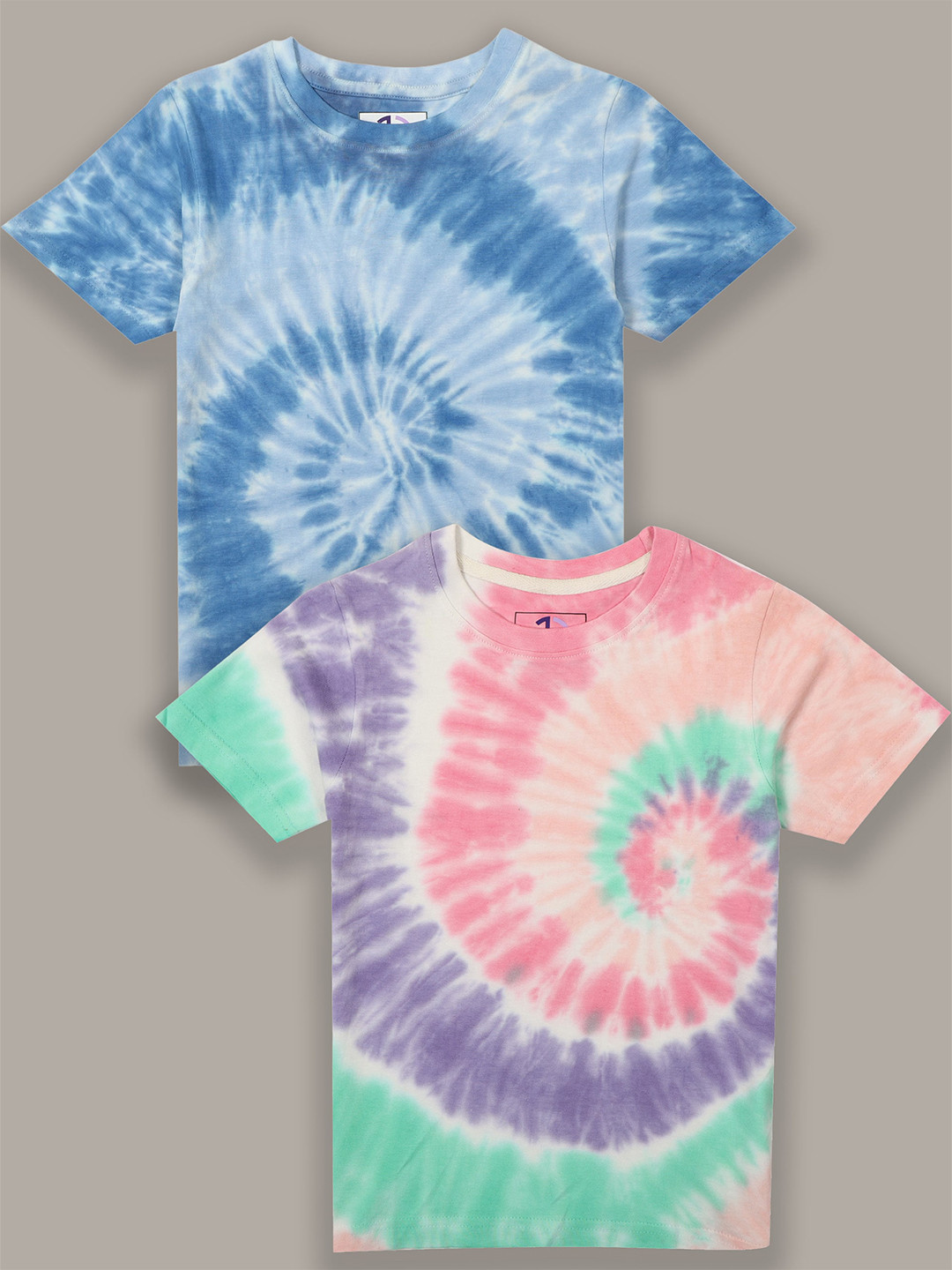 Jumping Joey Boys Blue & Pink Tie and Dye Pack of 2 Pure Cotton T-shirt