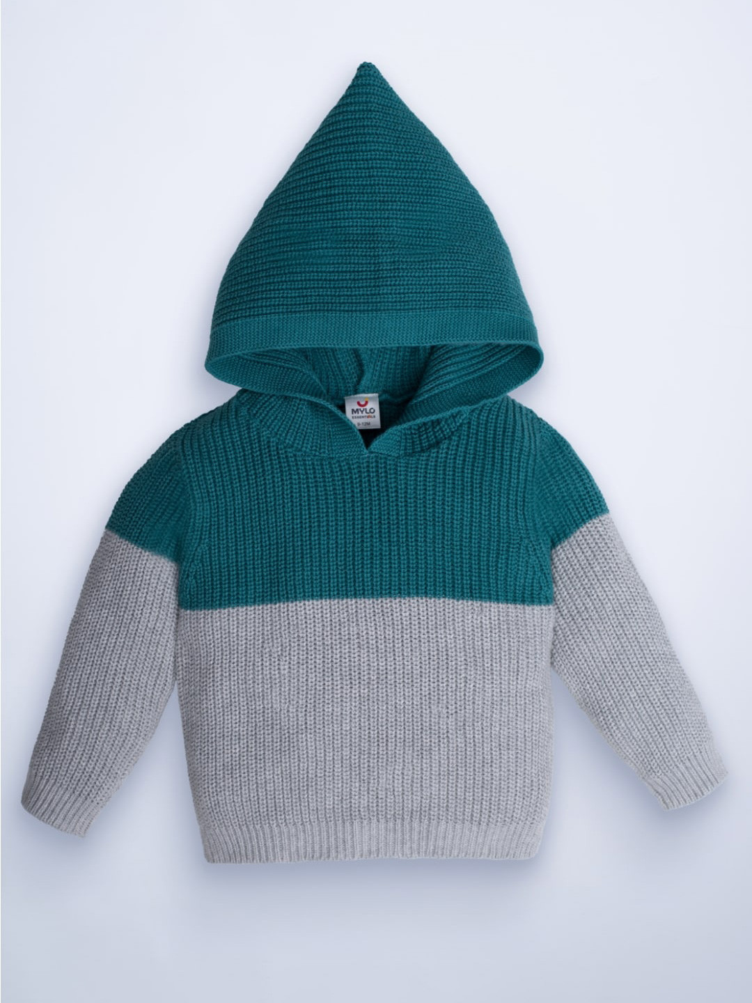 MYLO ESSENTIALS Unisex Baby Full Sleeves Colorblocked Sweater with Hoodie