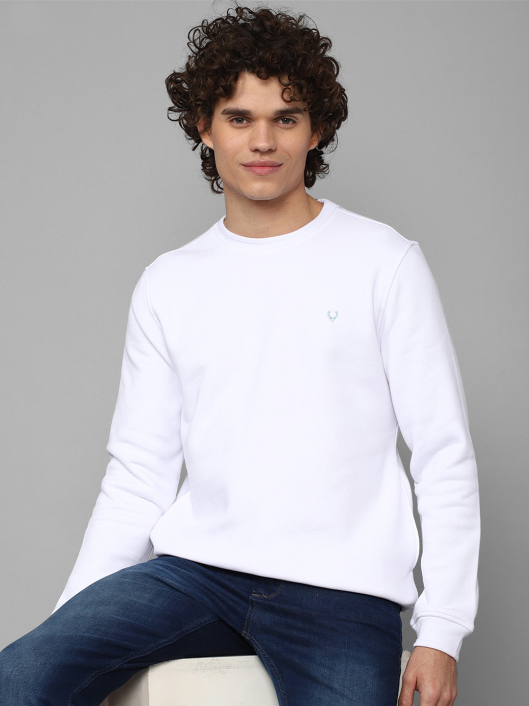 Allen Solly Men White Cotton Sweatshirt