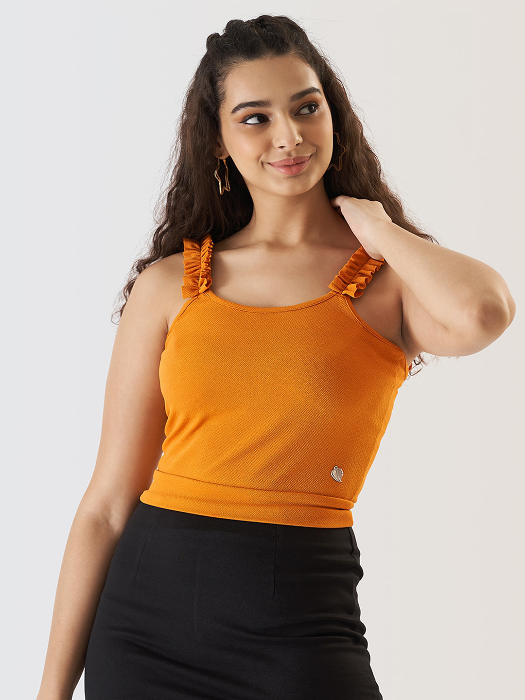 Prettify Yellow Sleeveless Fitted Crop Top