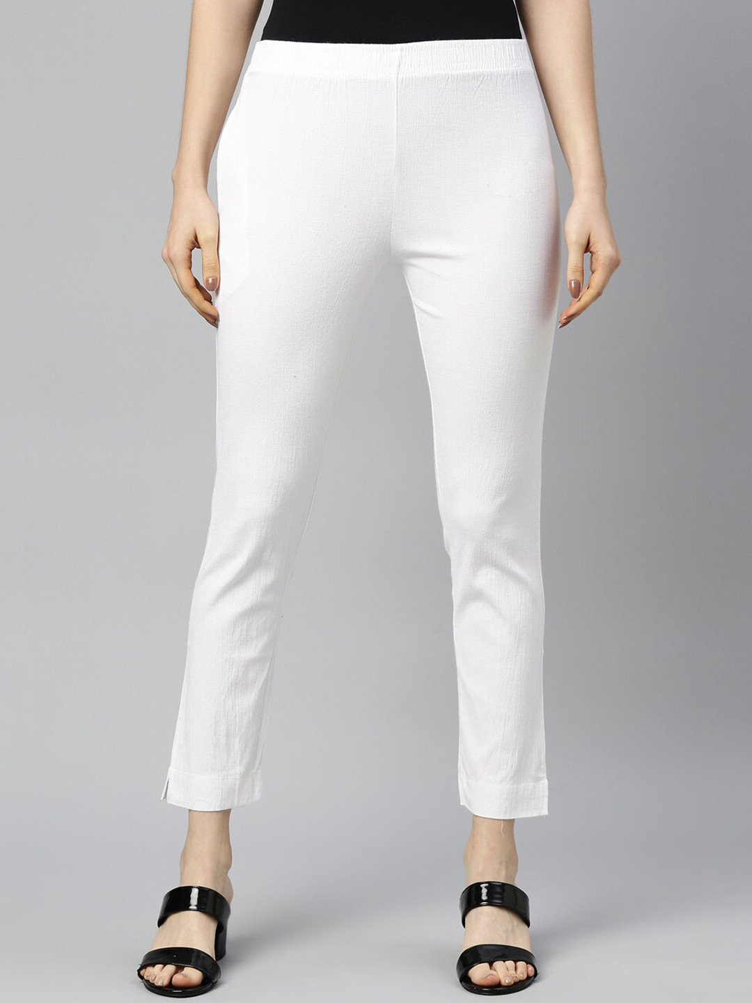 GOLDSTROMS Women White Cotton Trousers