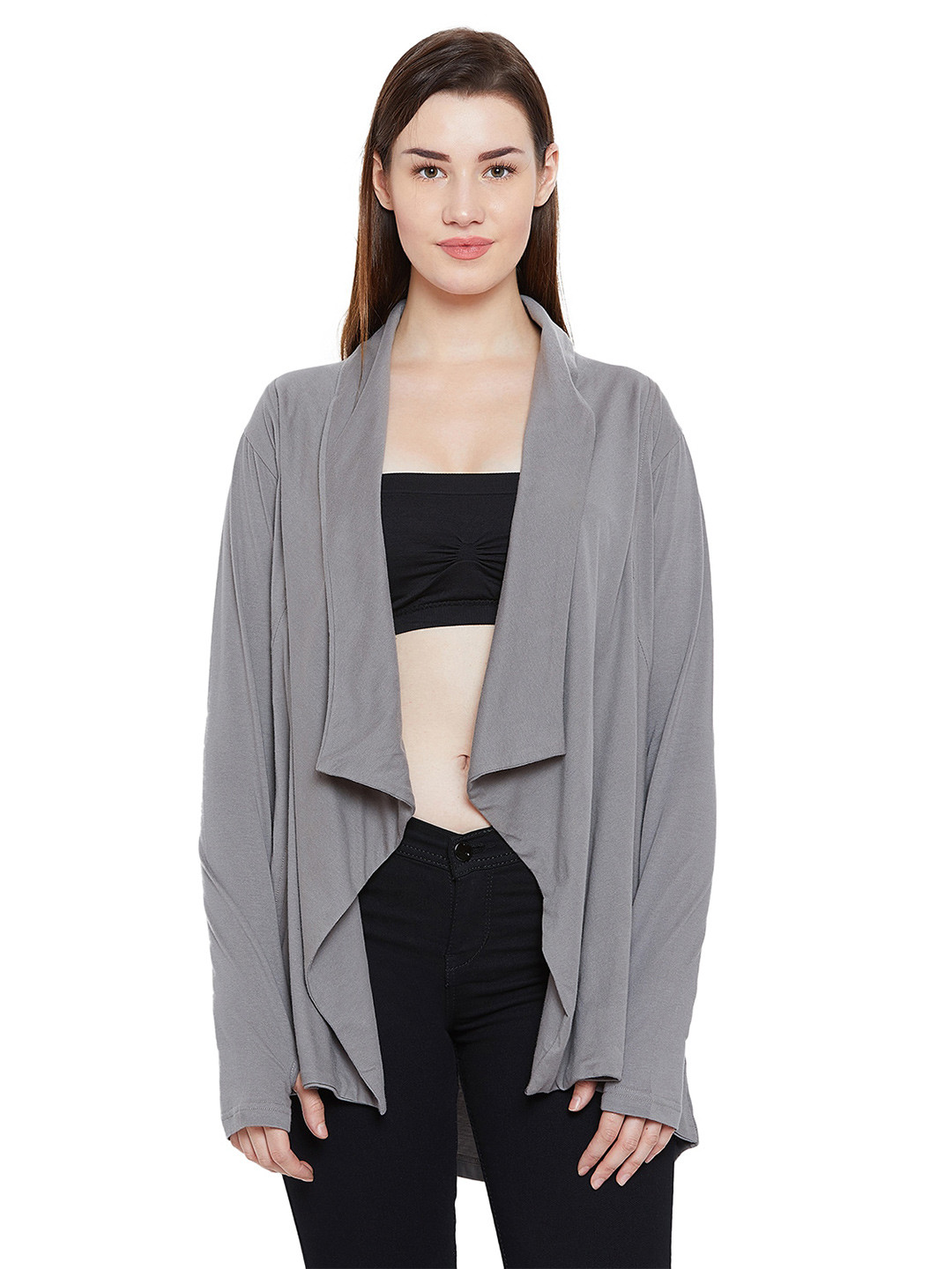 Hypernation Women Grey Waterfall Shrug