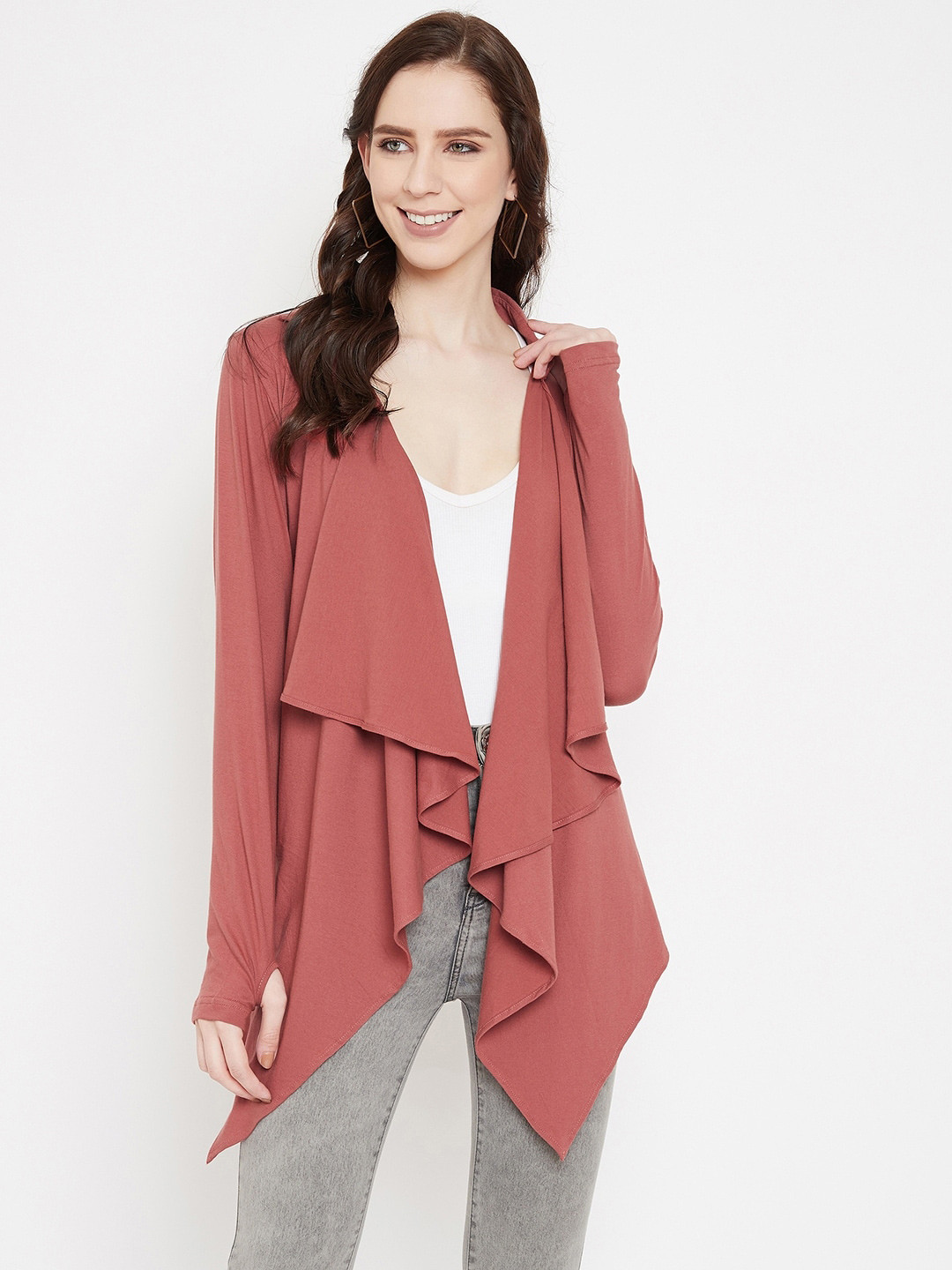 Hypernation Women Rust Open Front Shrug