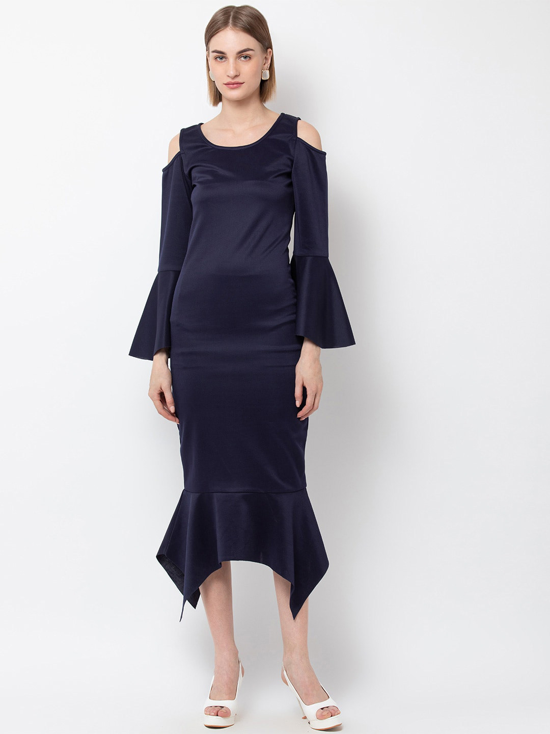 DODO & MOA Navy Blue Bodycon Midi Dress
