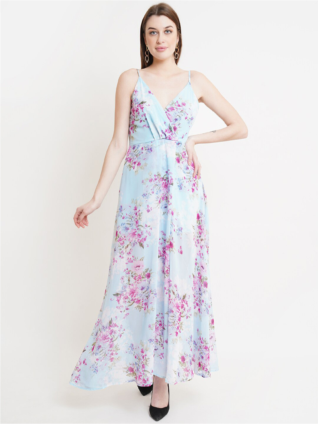 DODO & MOA Blue & Magenta Floral Maxi Dress