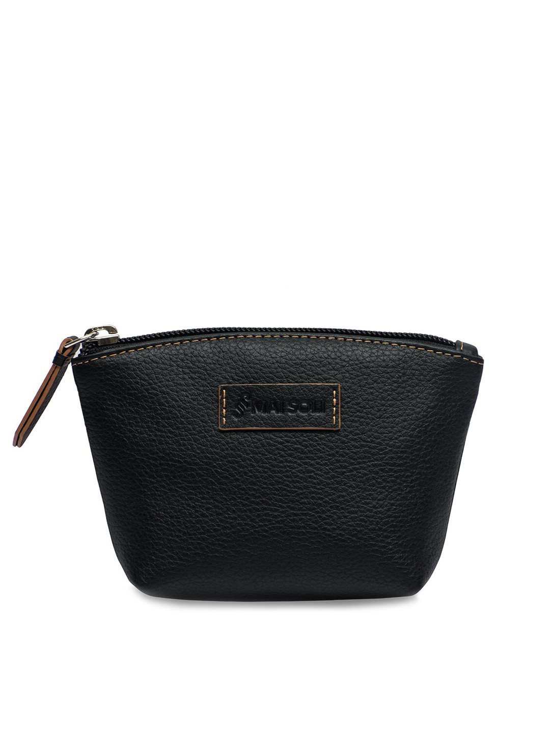 MAI SOLI Women Black Solid Genuine Leather Paris Small Essential Pouch