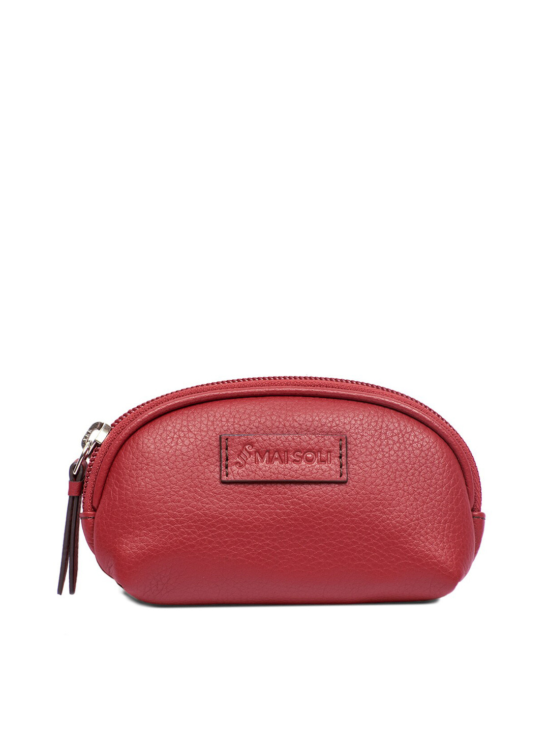 MAI SOLI Women Red Genuine Leather Dome Small Key Pouch