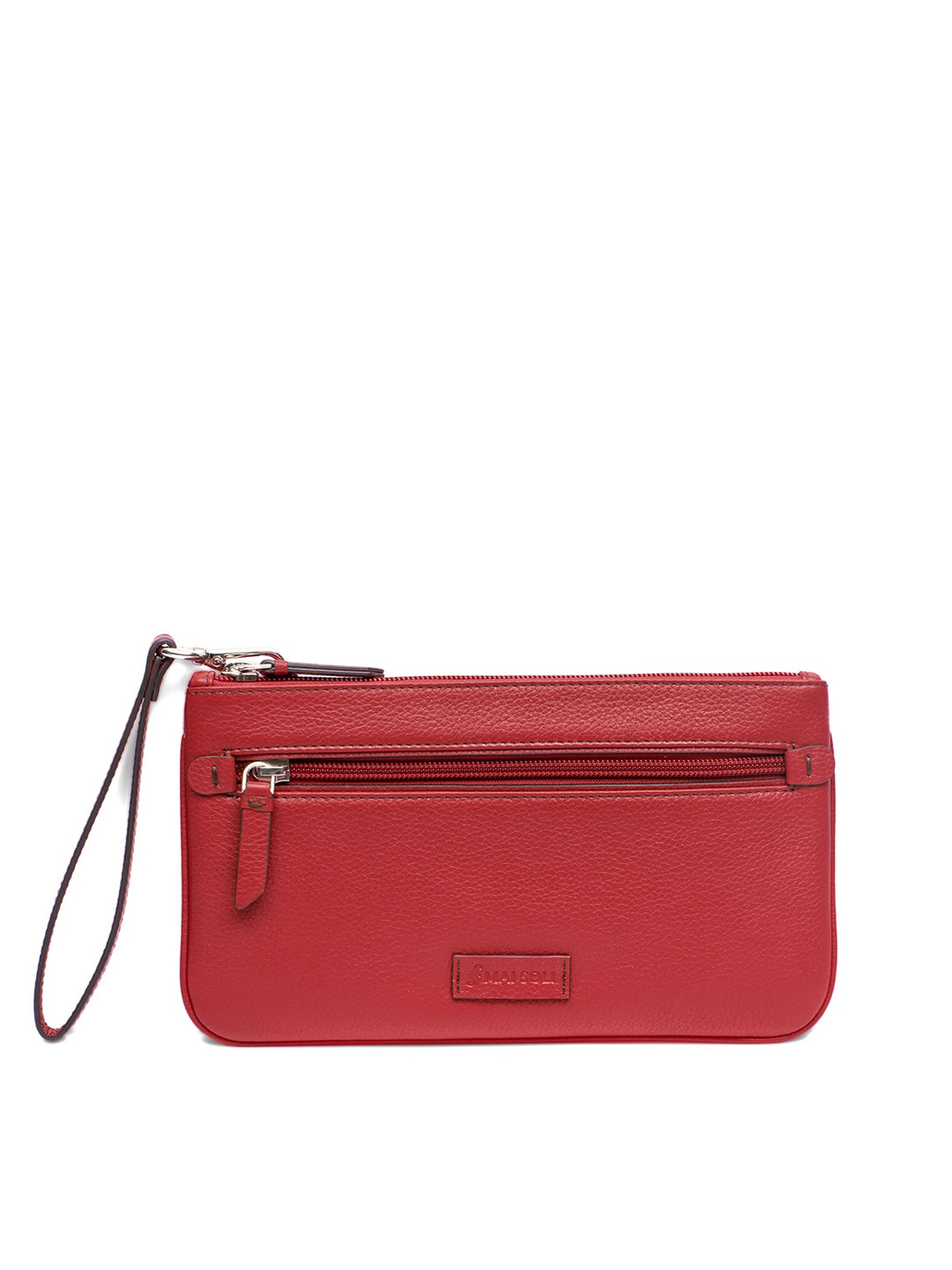 MAI SOLI Women Red Genuine Leather Slim Wristlet Travel Pouch