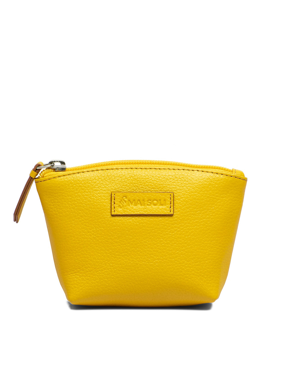 MAI SOLI Women Yellow Solid Genuine Leather Paris Small Essential Pouch