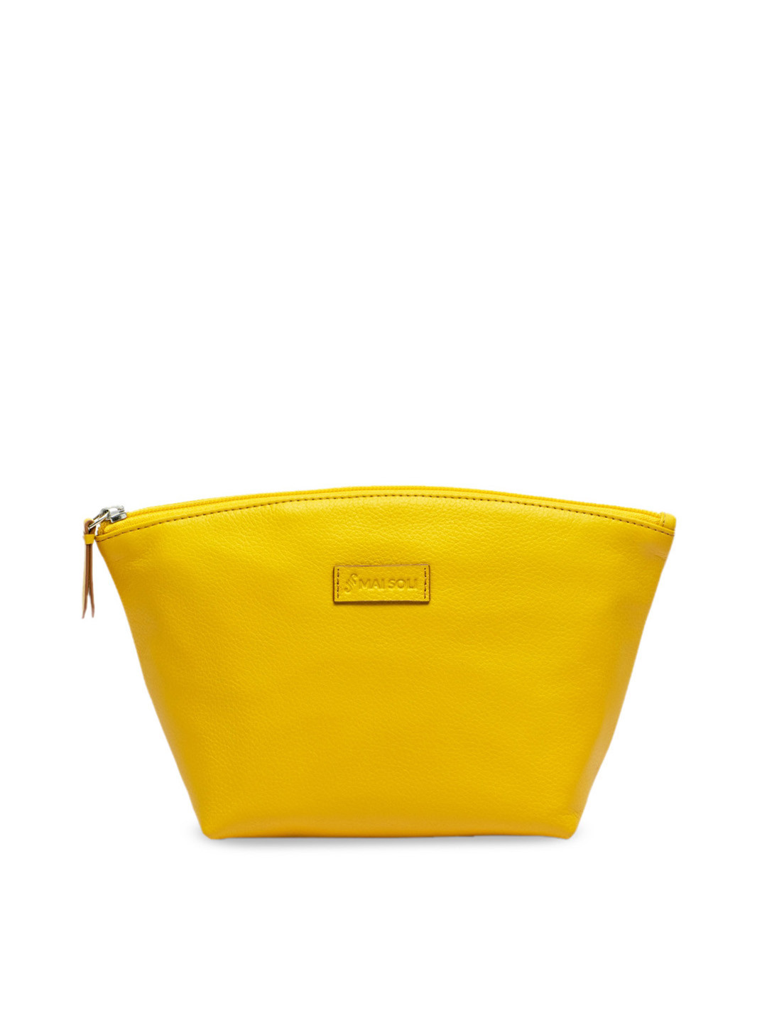 MAI SOLI Women Yellow Solid Genuine Leather Paris Large Carry All Pouch