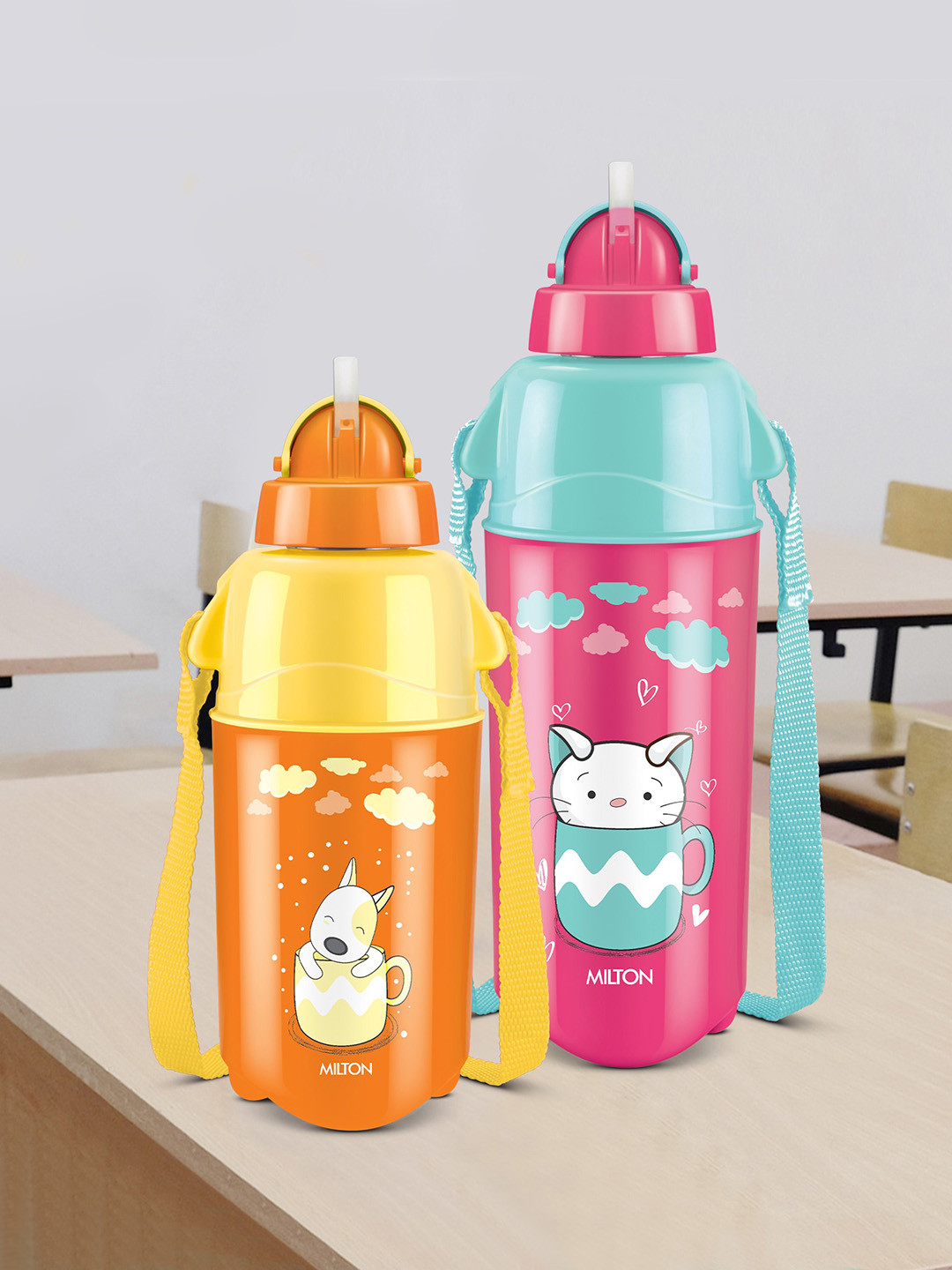 Milton Kool Trendy Pink Conversational Plastic BPA Free Sipper - 490ml