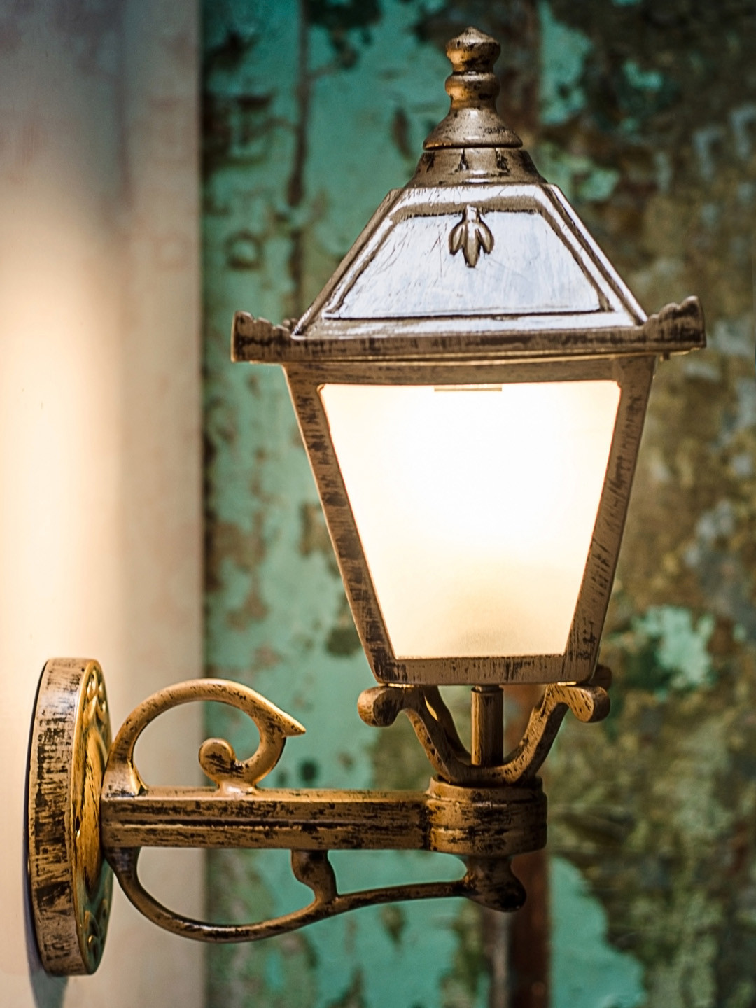 Fos Lighting Gold-Toned Vintage Antique Outdoor Armed Sconches