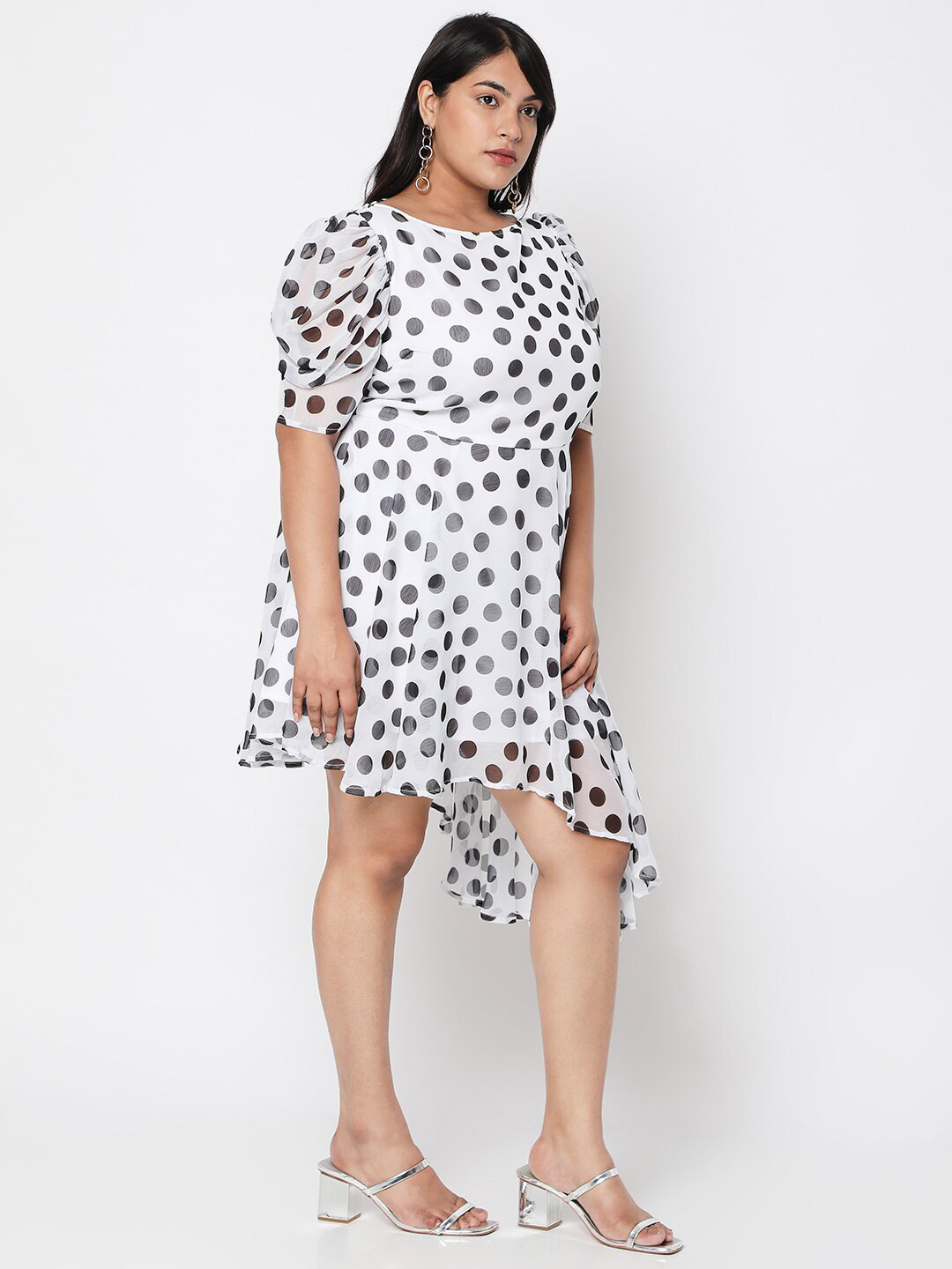 Curves by MISH White Plus Size A-Line Midi Dress
