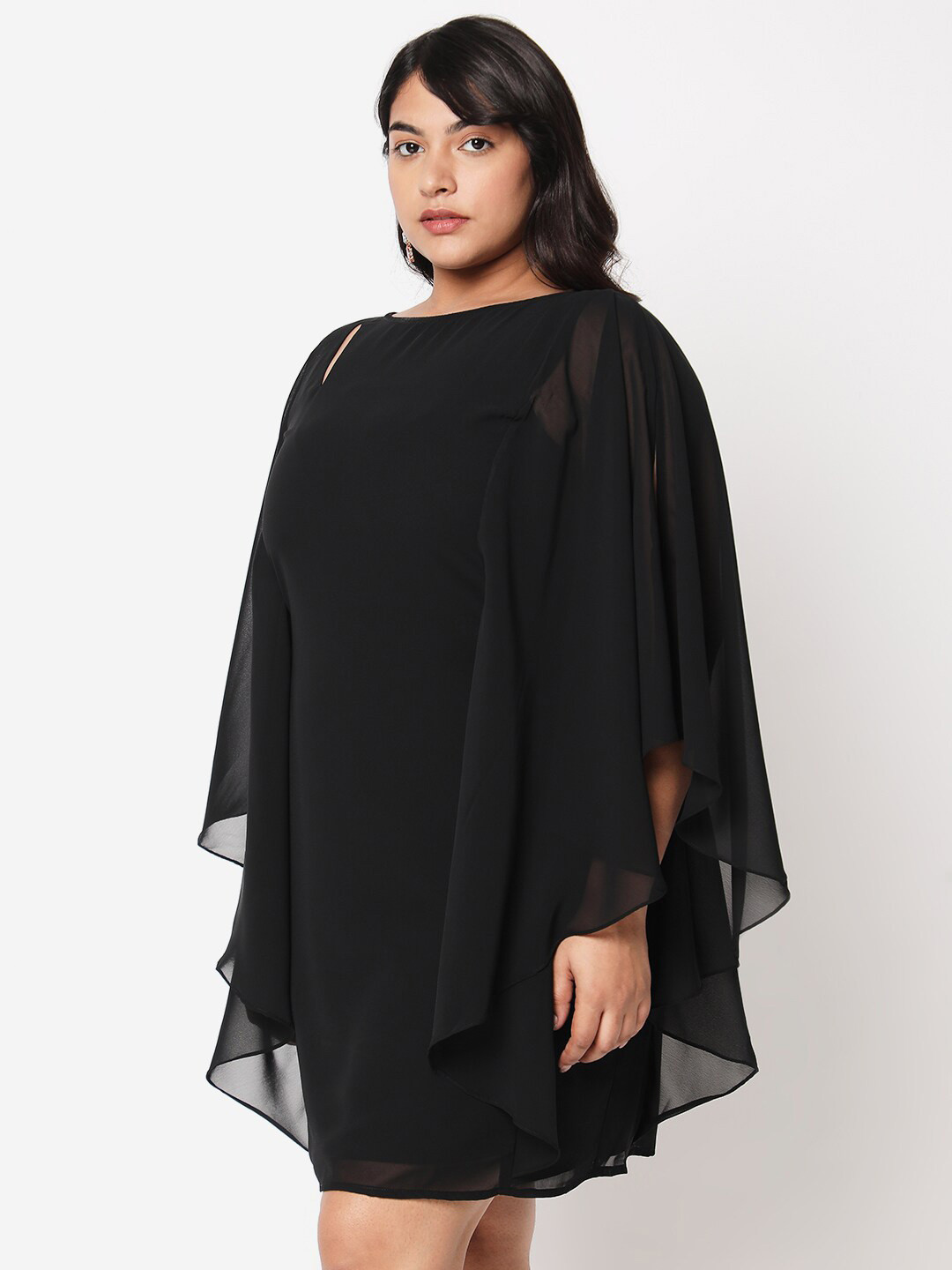 Curves by MISH Black  Plus Size Georgette Kaftan Dress