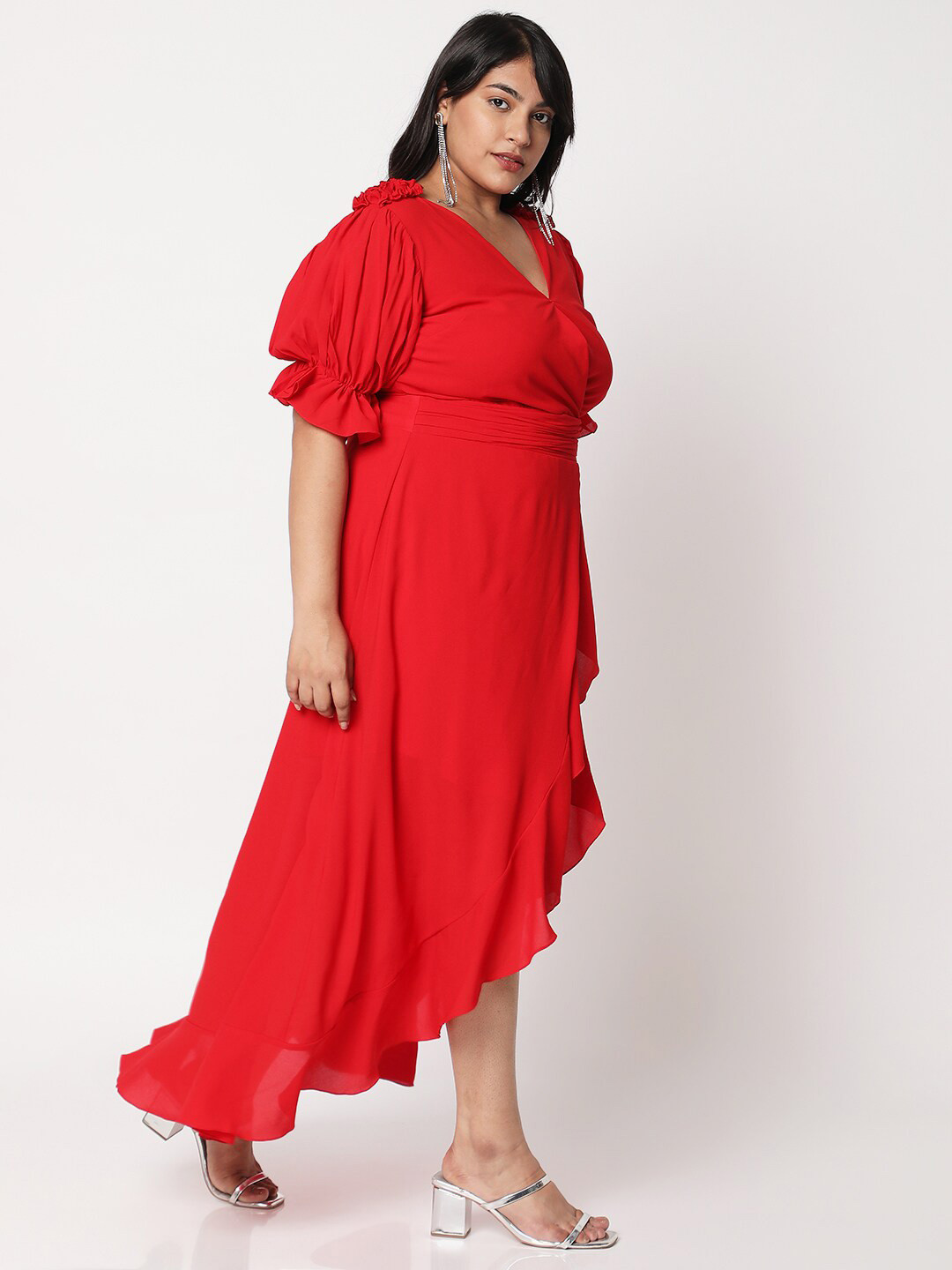 Curves by MISH Red  Plus Size Georgette Maxi Dress