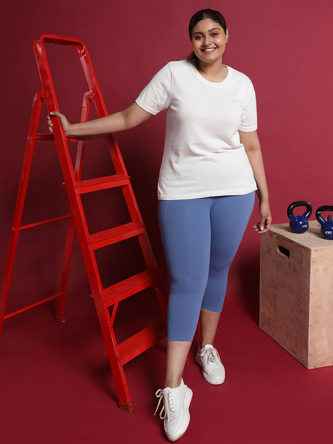 Blissclub Women Free Flyknit At Ease Cotton Knit Half Sleeve Top