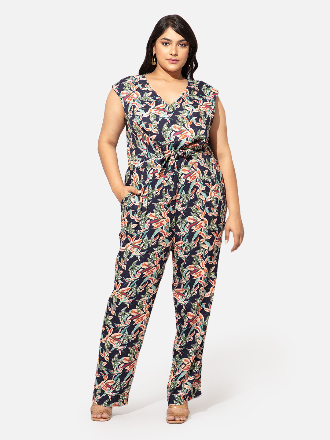 20Dresses Plus Size Black & Blue Printed Basic Jumpsuit
