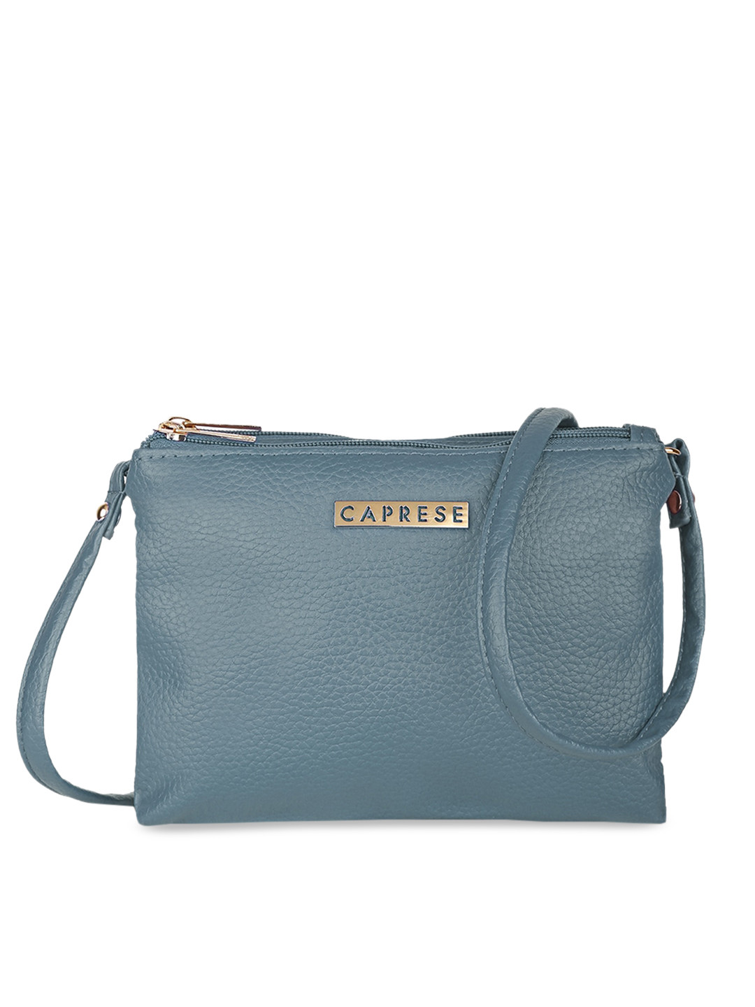 Caprese Grey Leather Structured Sling Bag