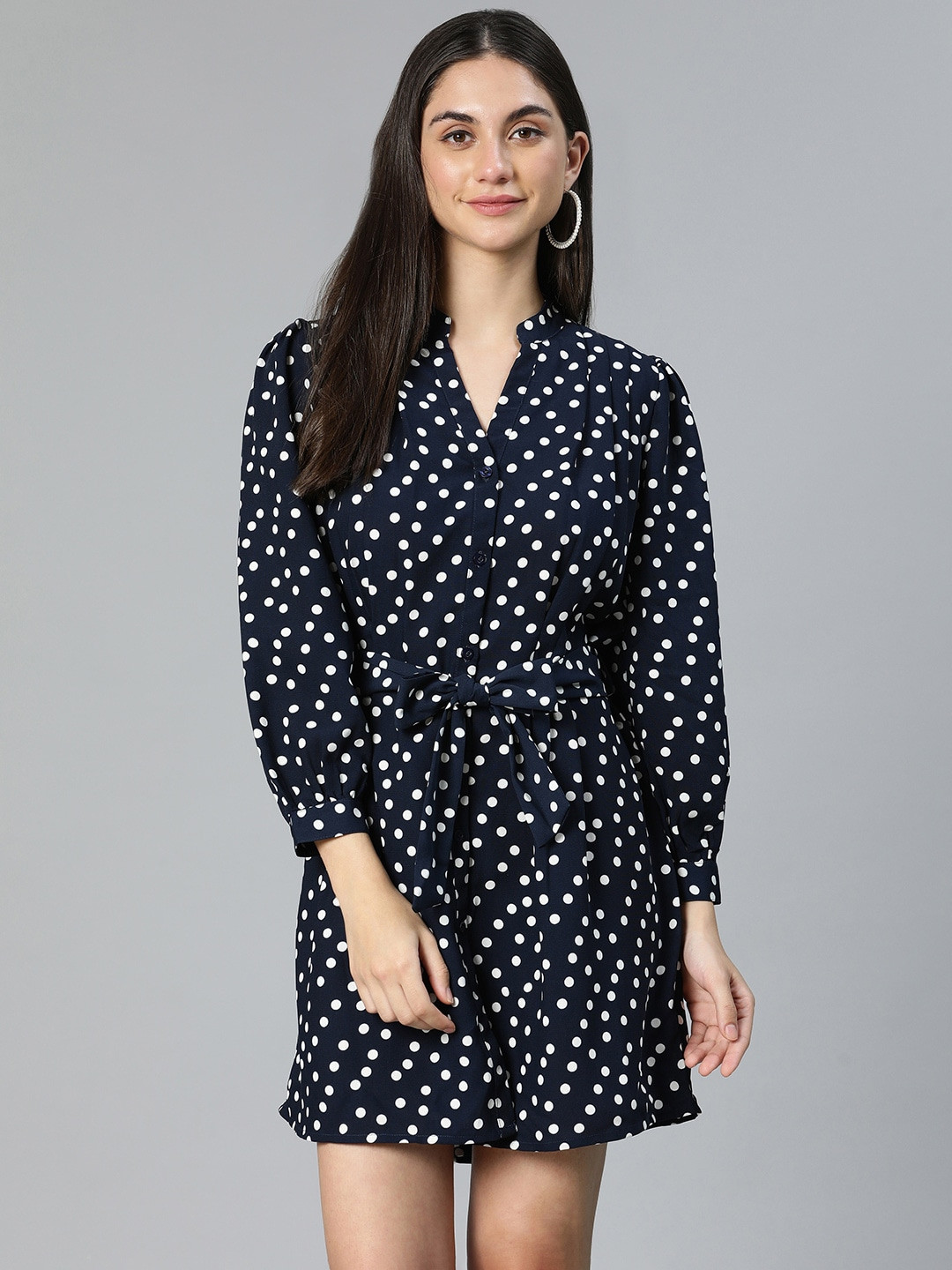 Oxolloxo Polka Dot Printed Fit & Flare Dress