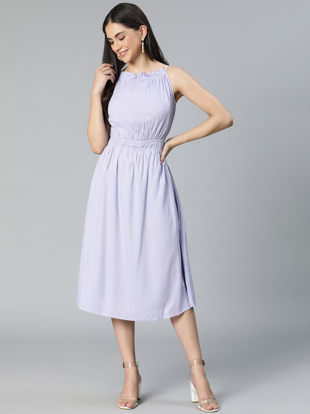 Oxolloxo Blue Halter Neck Midi Dress