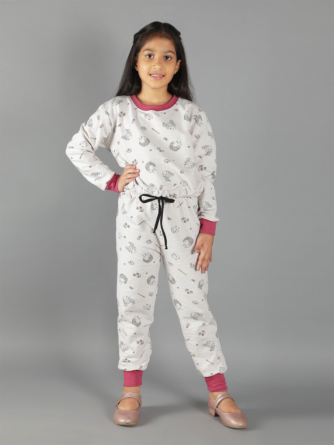 Ninos Dreams Girls Printed Sweatshirt With Joggers