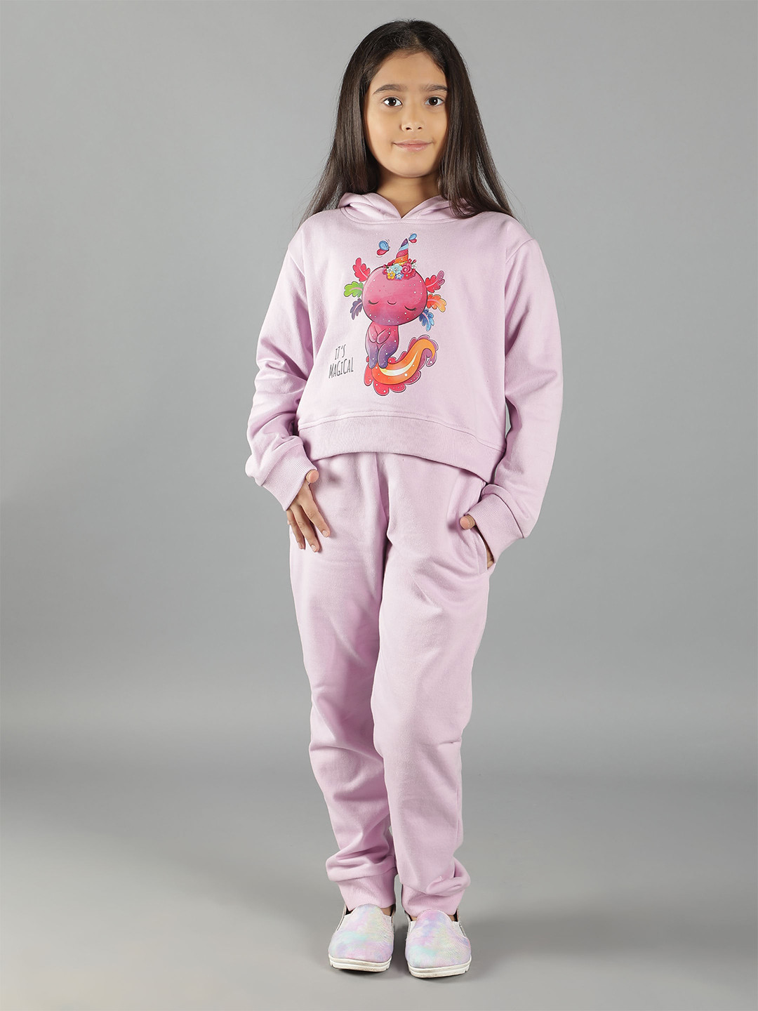Ninos Dreams Girls Mauve & Pink Printed T-shirt with Pyjamas