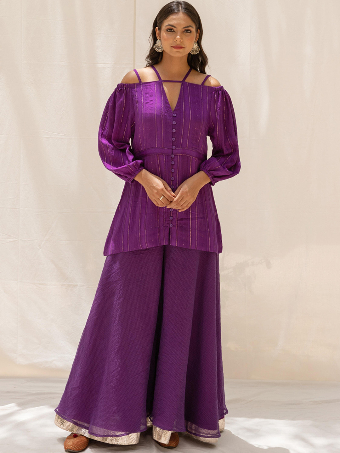 MYAARA Women Purple Kurti with Palazzos