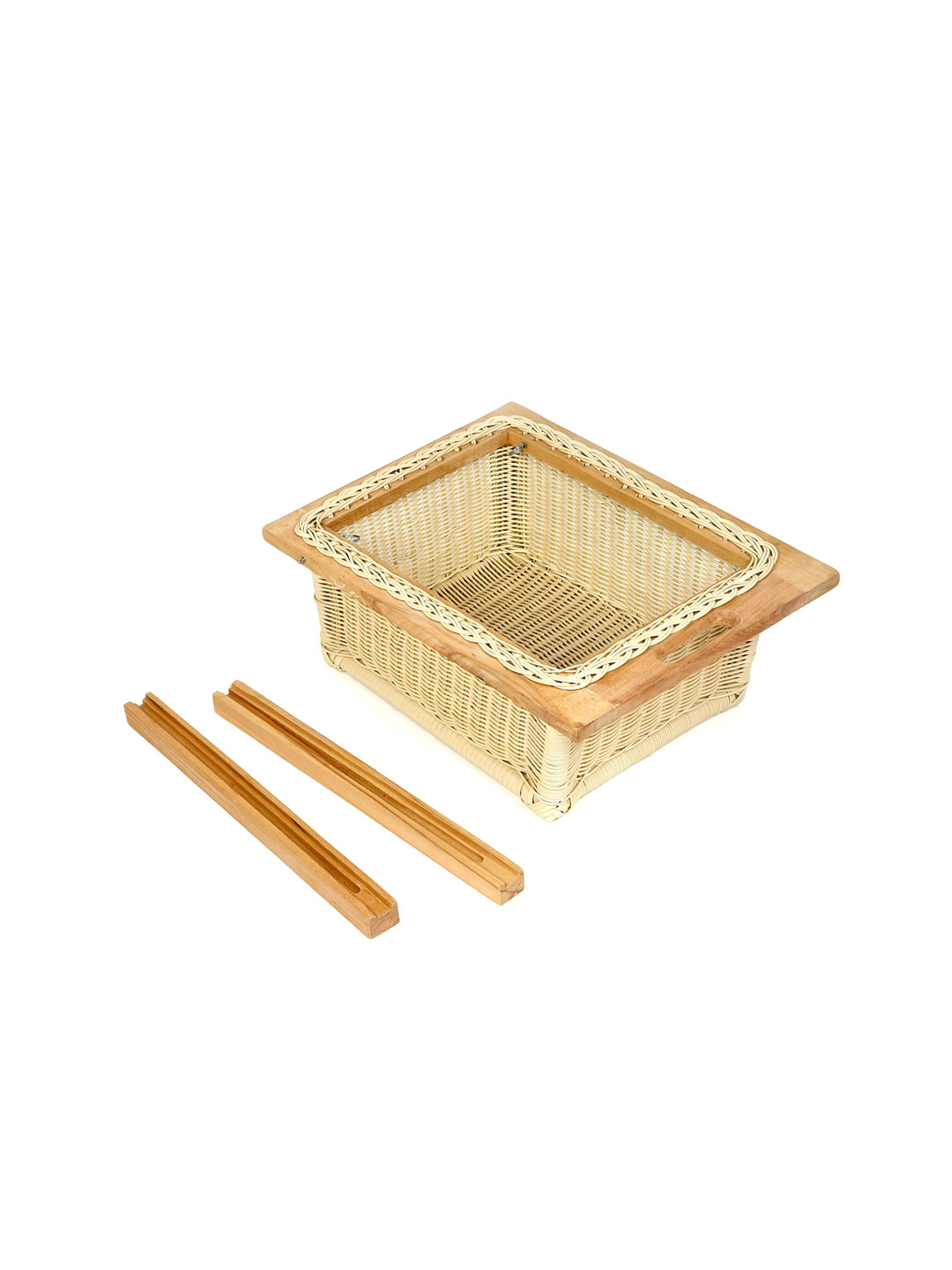 HABERE INDIA Beige Textured Wicker Fruit Basket