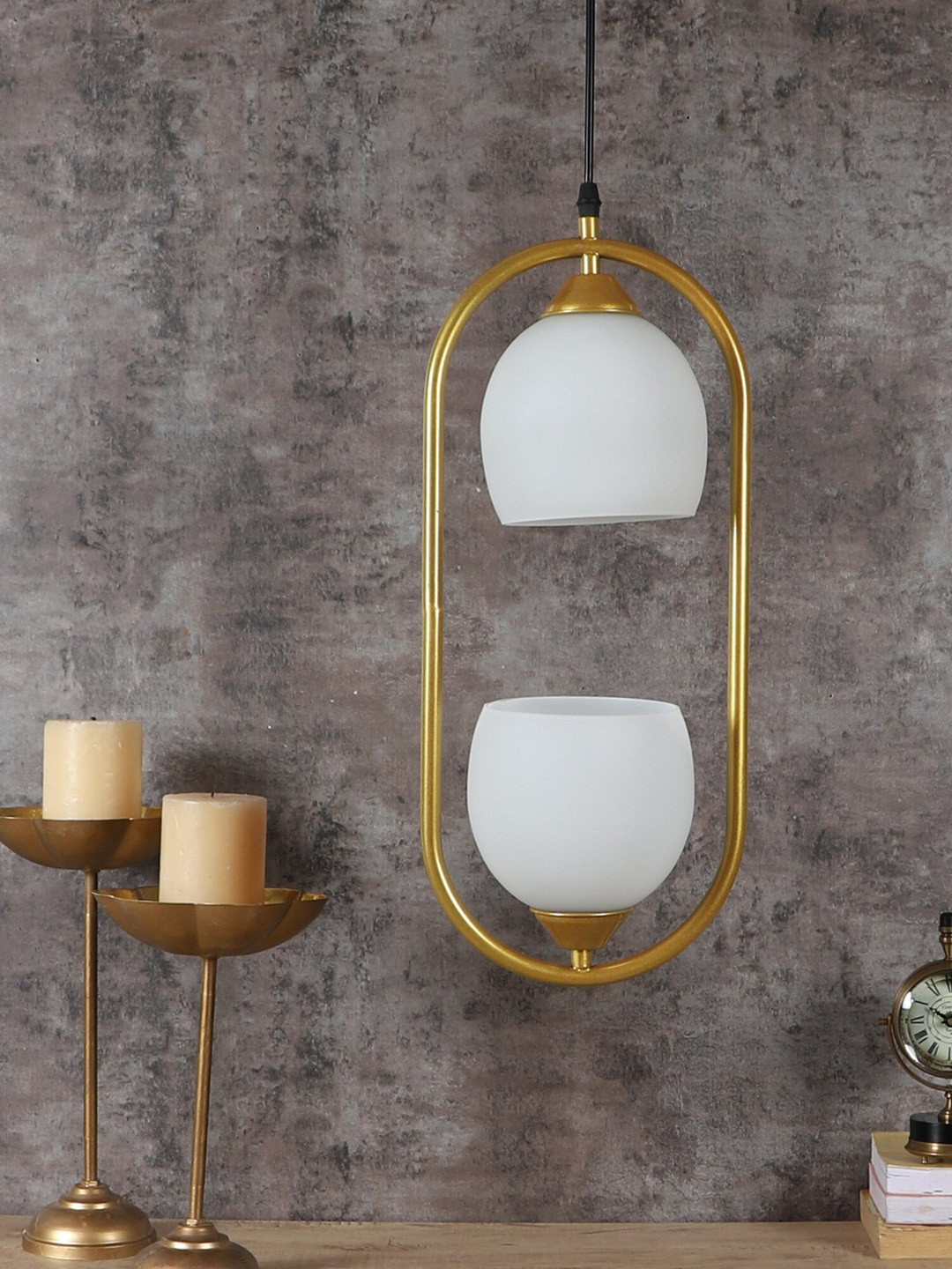 MFD HOME FURNISHING Gold-Toned Printed Capsule Cutdoom Ceiling Lamp