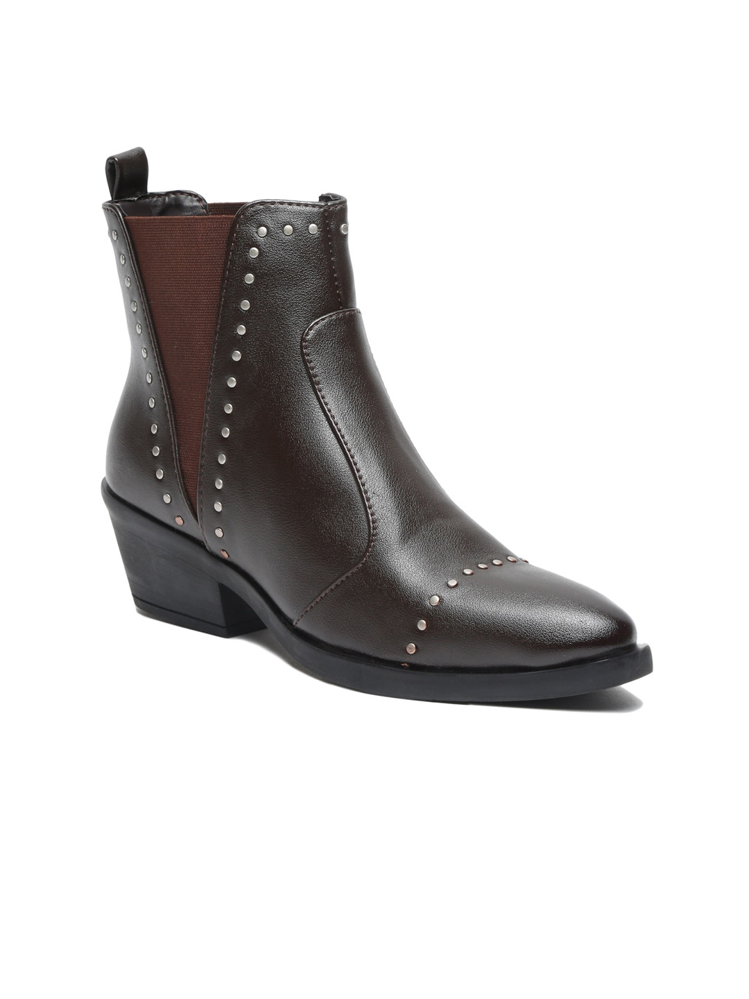 Bruno Manetti Women Brown Studded Chelsea Boots