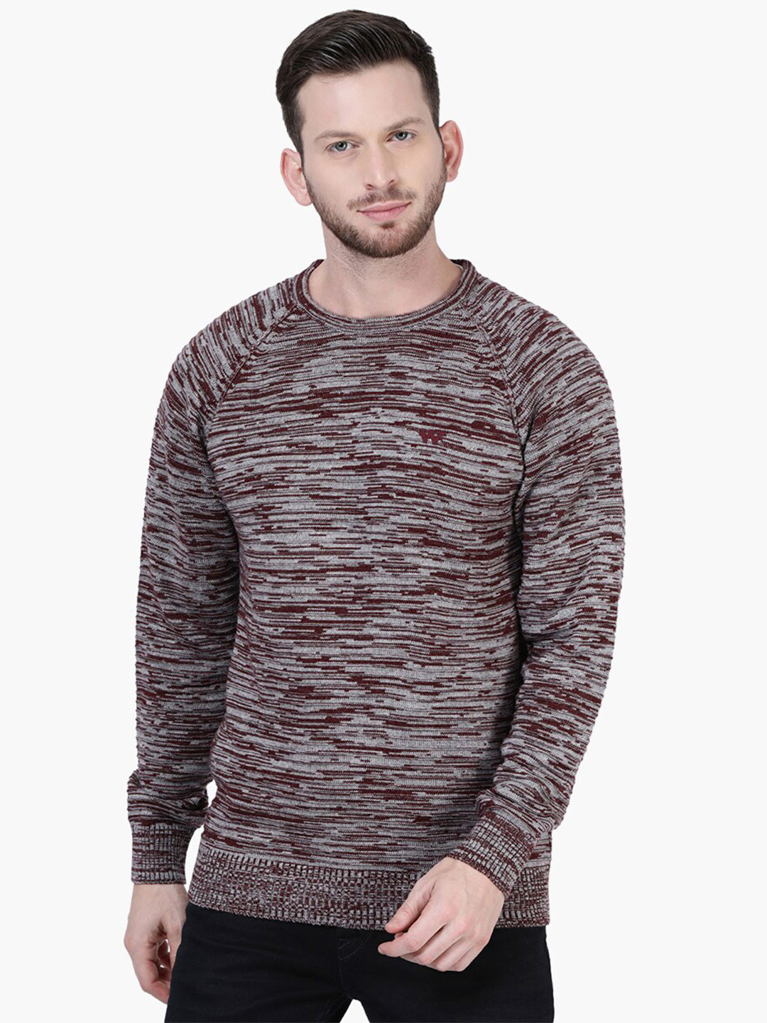 Wildcraft Men Maroon Printed Acrylic Sweatshirt
