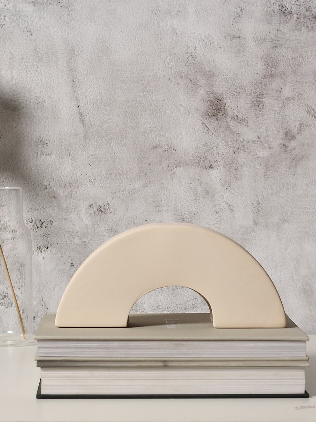 Bonhomie Beige Ceramic Matte Living Room Medium Showpiece - 4.3 Inches