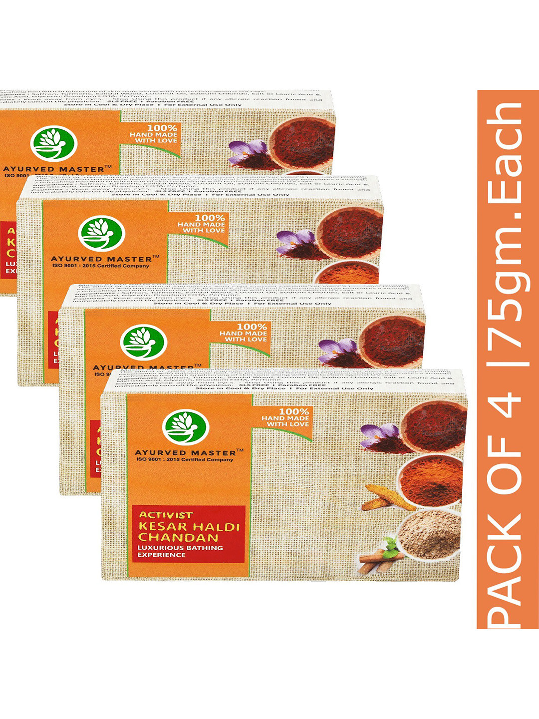 AYURVED MASTER Set Of 4 Activist Kesar Haldi Chandan Soap for Pigmentation - 75g each