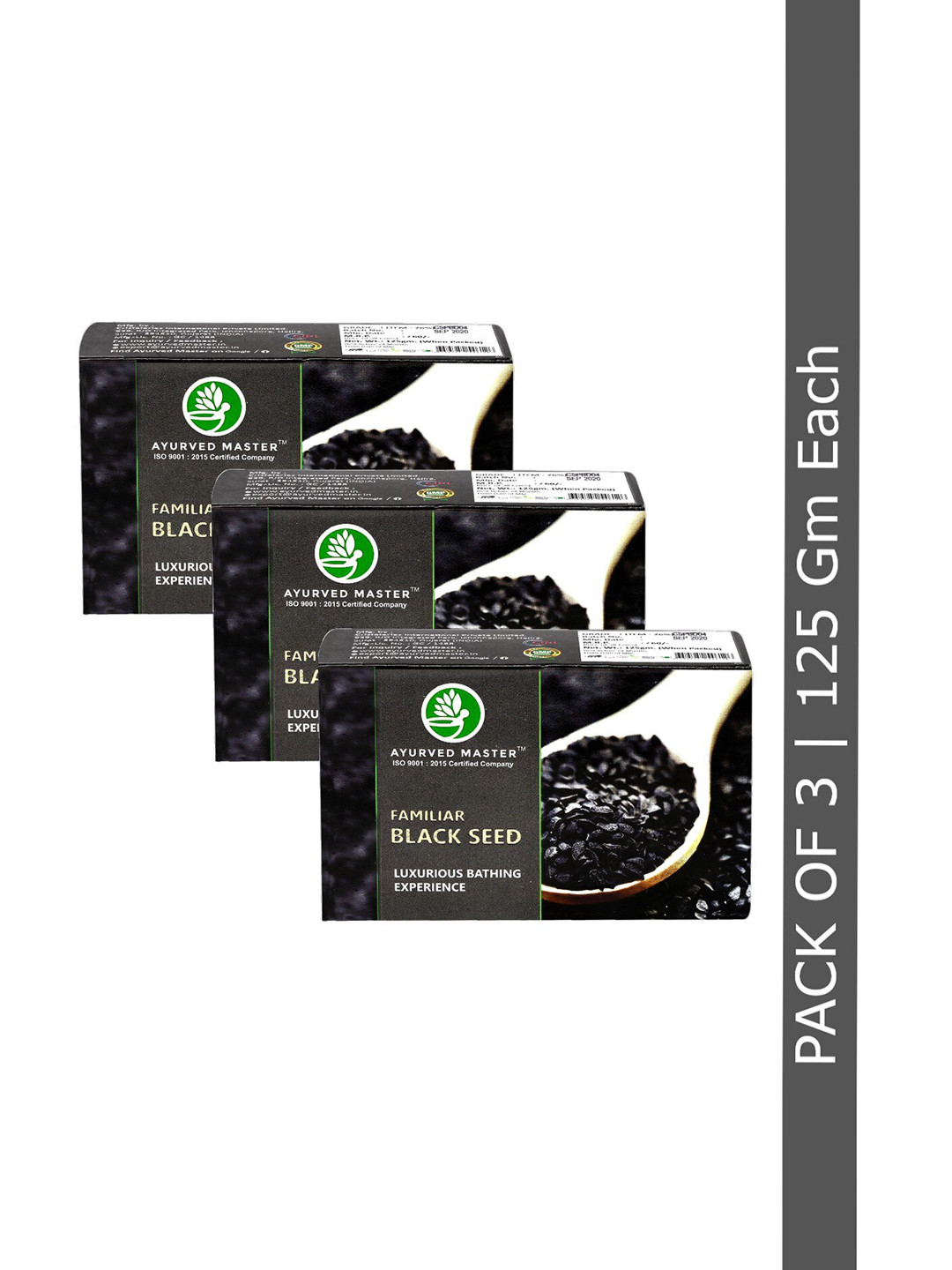 AYURVED MASTER Set Of 3 Luxurious Nigella Sativa Black Seed Oil Based Soap - 125g each