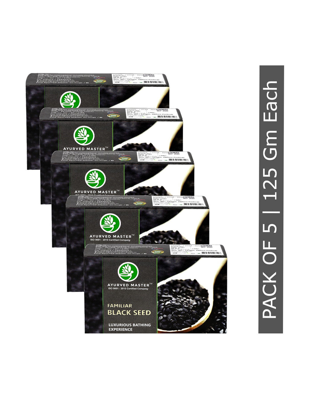 AYURVED MASTER Set of 5 Nigella Sativa Black Seed Oil Based Handmade Soaps - 125 g Each