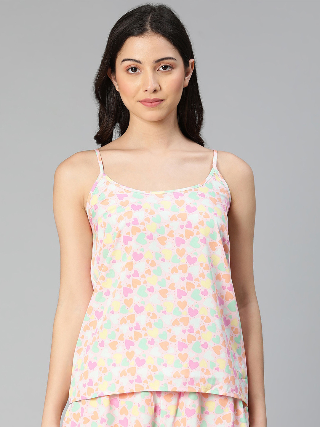 Oxolloxo Women Mustard Yellow Printed Cami Top