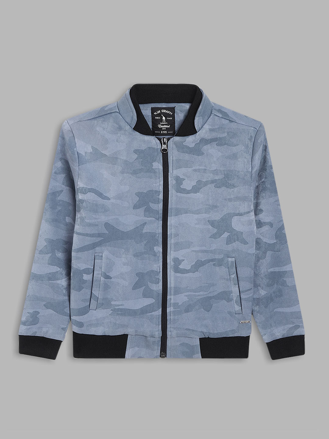Blue Giraffe Boys Blue Camouflage Bomber Jacket