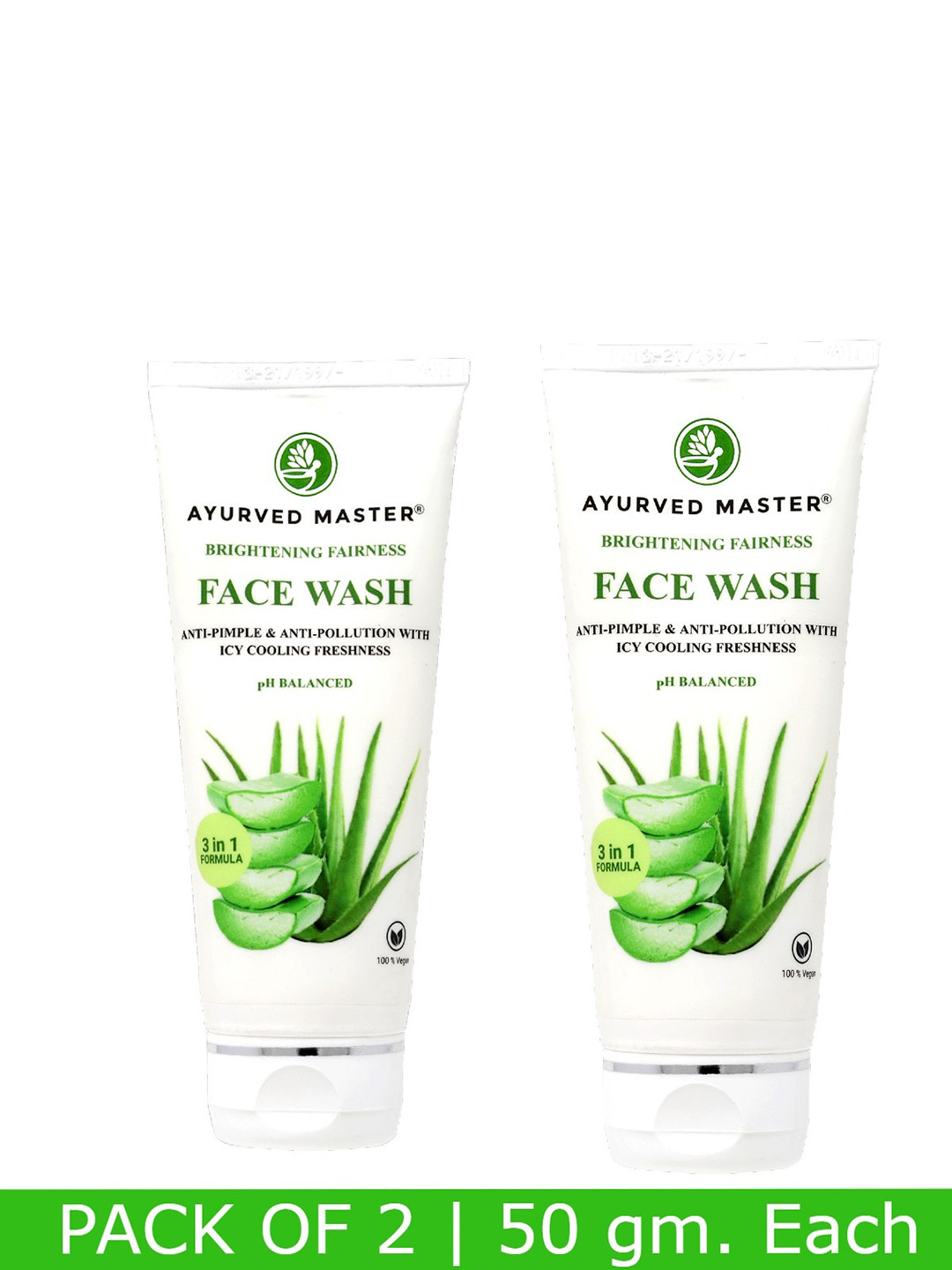 AYURVED MASTER Aloe Vera Set Of 2 Anti Pimple & Anti Pollution Brightening Fairness Face Wash 50gm Each
