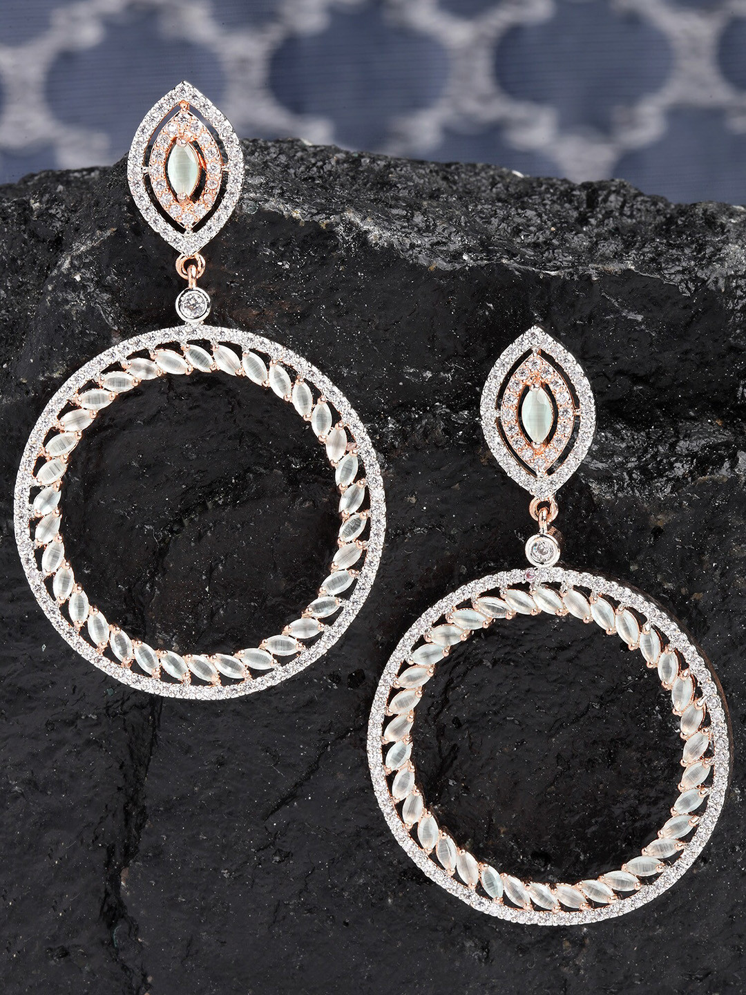 KARATCART Lime Green & Rose Gold Classic Drop Earrings