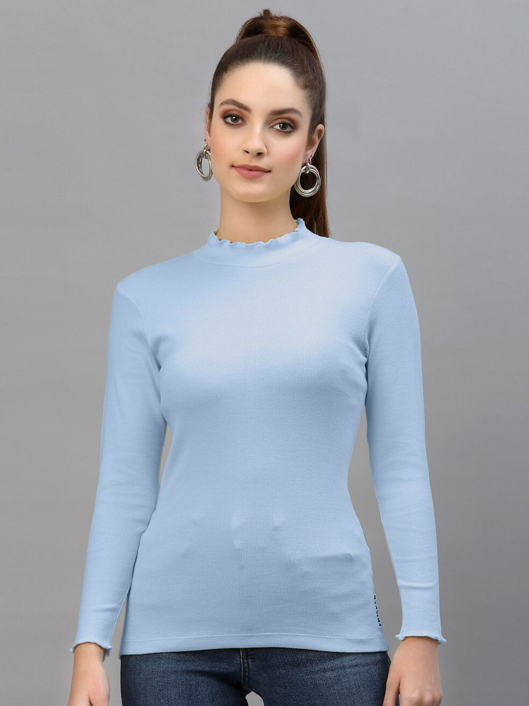 Friskers Blue Fitted Rib Top