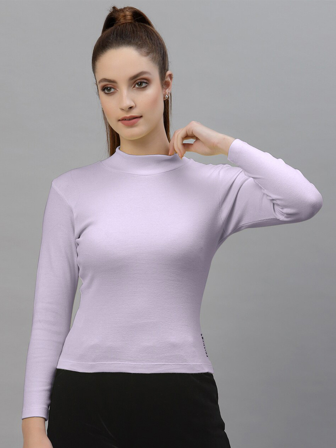 Friskers Lavender Fitted Rib Crop Top