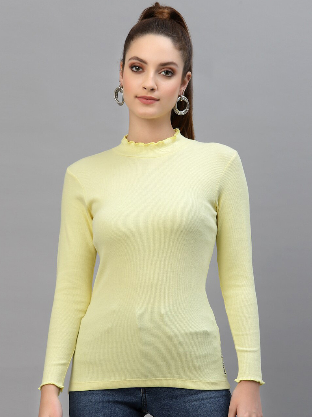 Friskers Yellow Fitted Rib Top