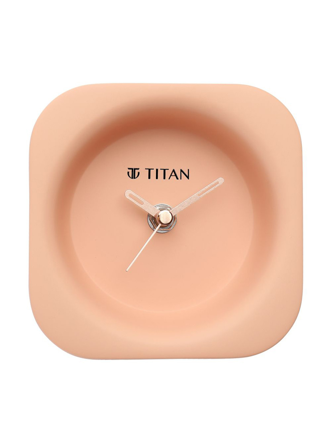 Titan Peach Polymer Durable Square Battery Analogue Table Clock