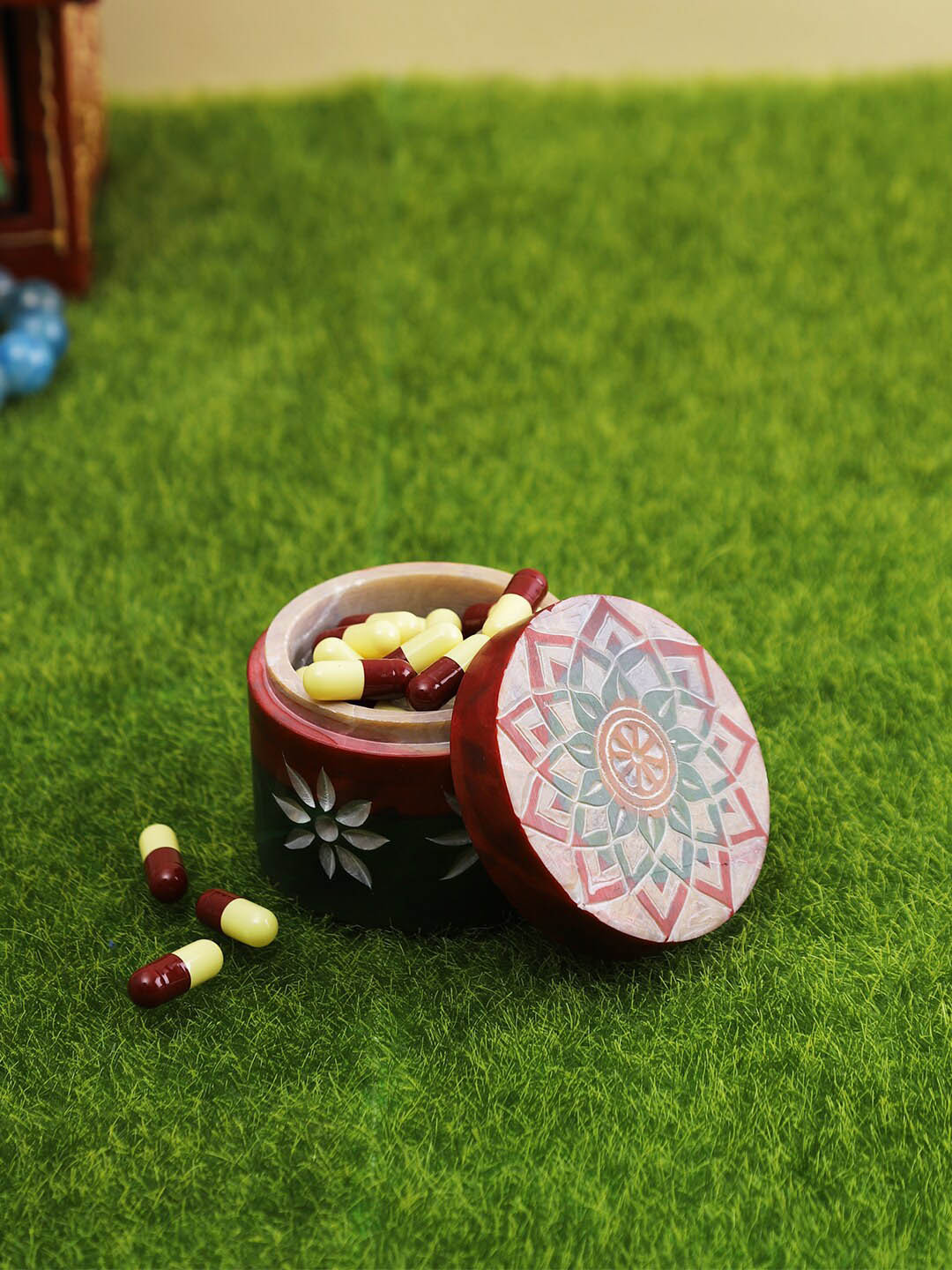 Aapno Rajasthan Red Self-Design Cylindrical Storage Organiser