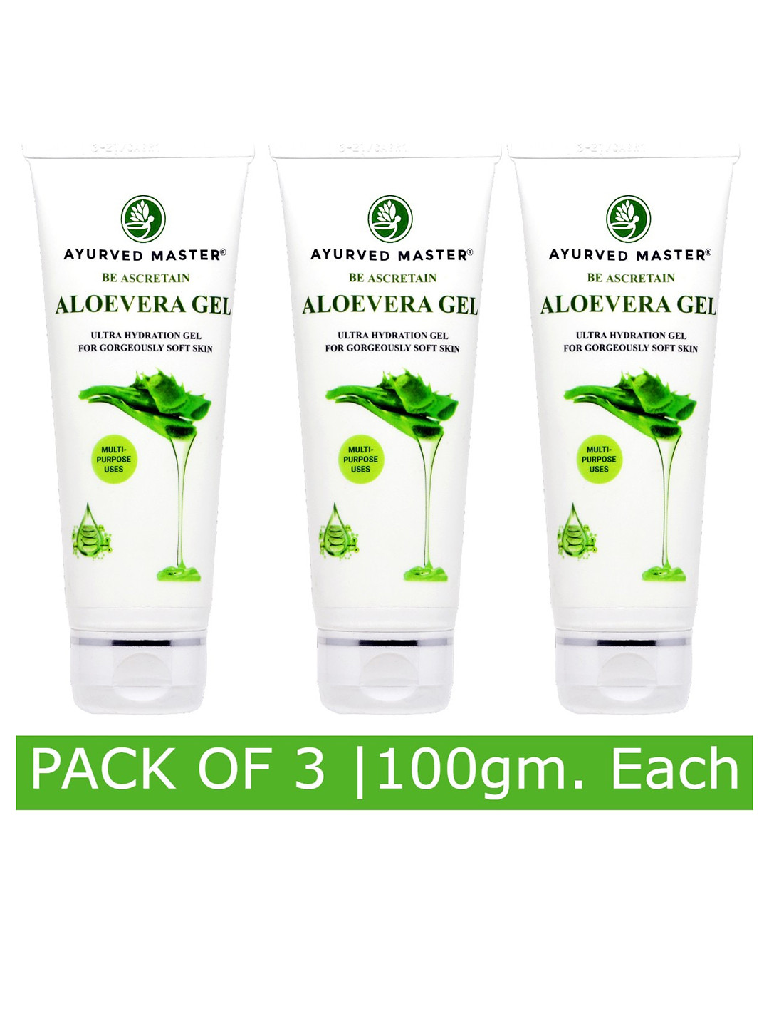AYURVED MASTER Set of 3 Ultra Hydrating Aloe Vera Gel 100 g Each
