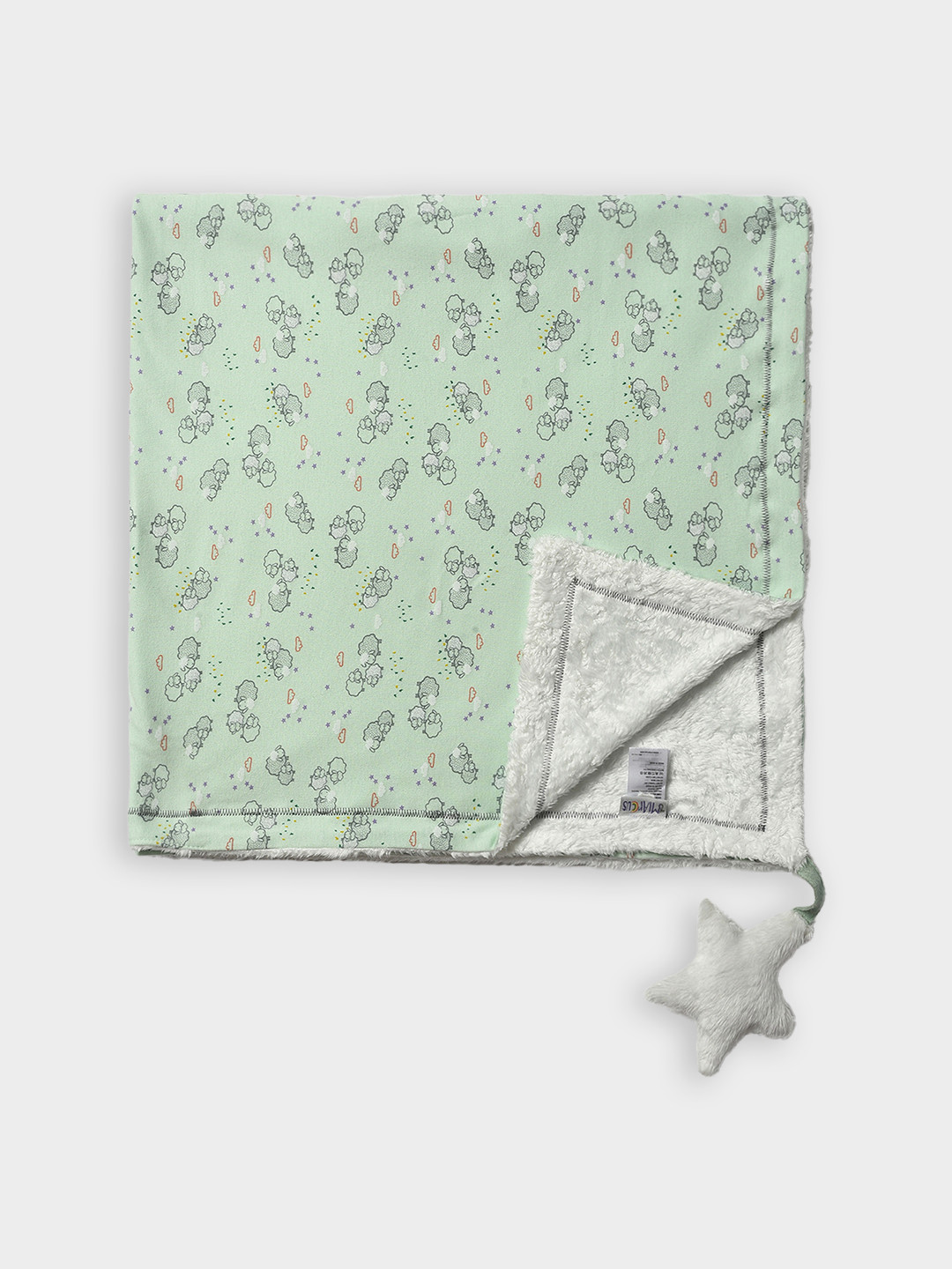 MiArcus Reversible Knitted Dual Layer Warm Blanket With Star Element Attached- Green