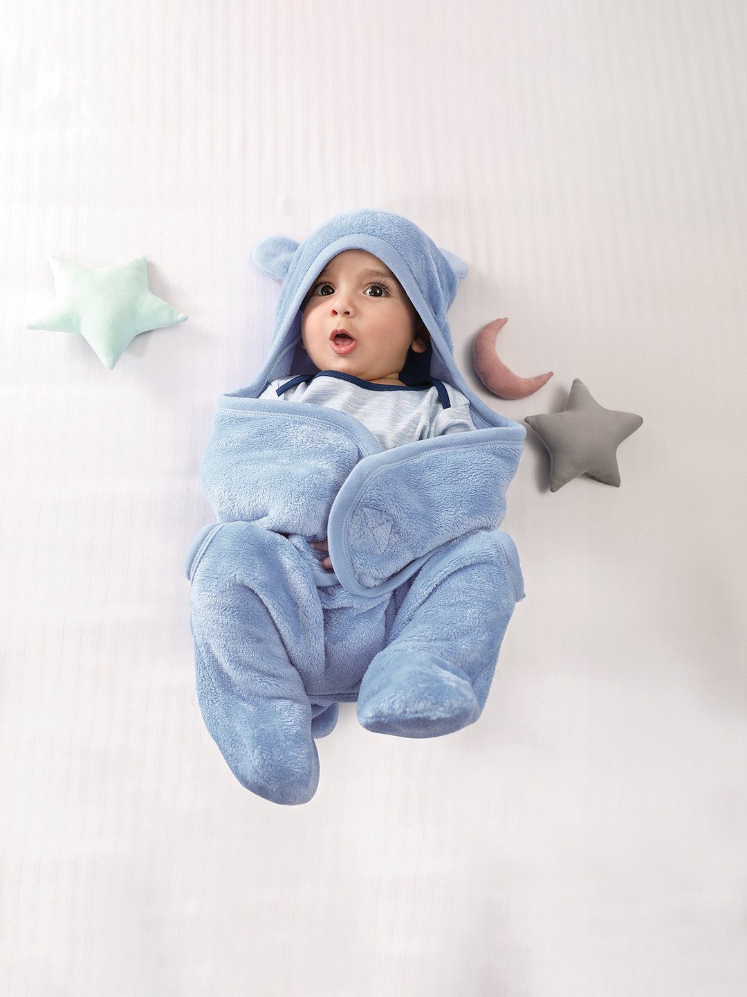 MiArcus Ultra Soft Knitted Light Fur Plush Warm Blanket Wrapper- Light Blue