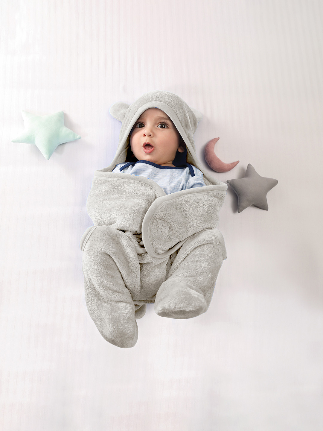 MiArcus Ultra Soft Knitted Wearable Hooded Warm Light Fur Blanket Wrapper- Grey